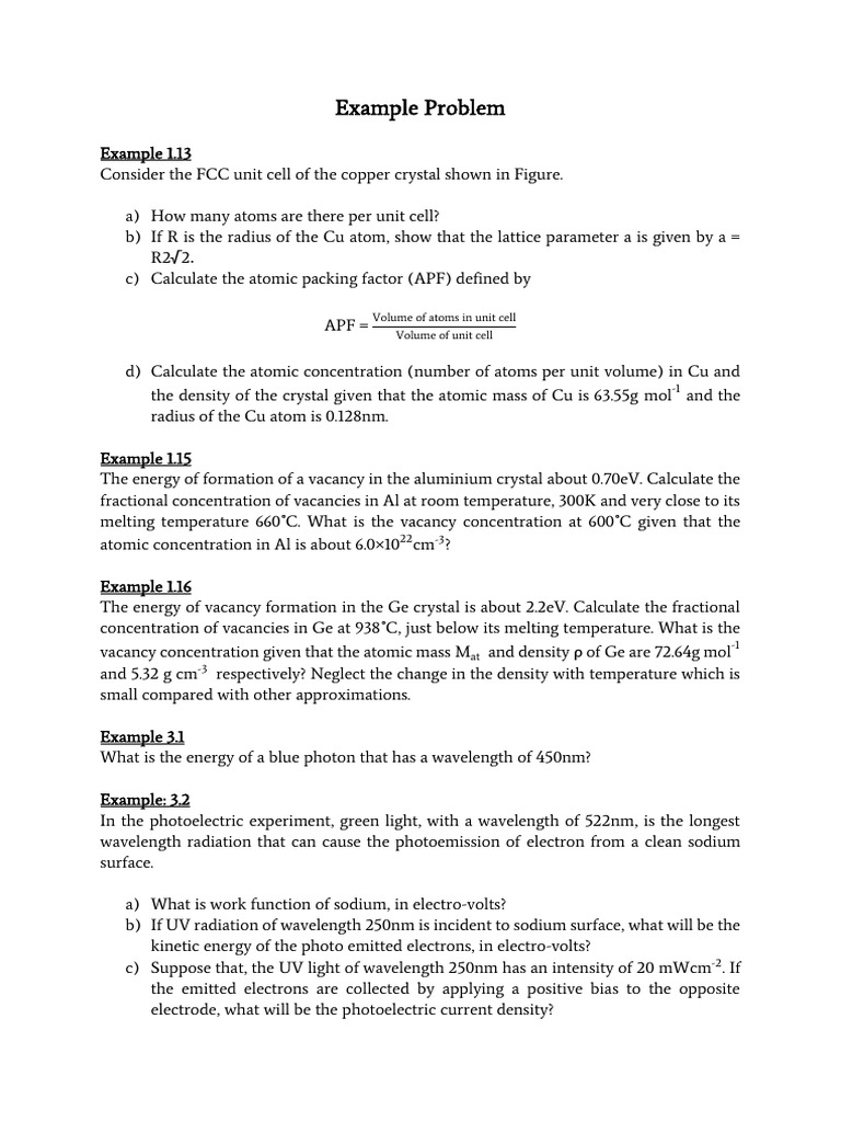 Physics Problems on Crystals and Electrons | PDF | Diffraction | Electron