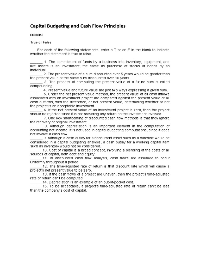 Capital Budgeting Principles Overview | PDF | Net Present Value ...