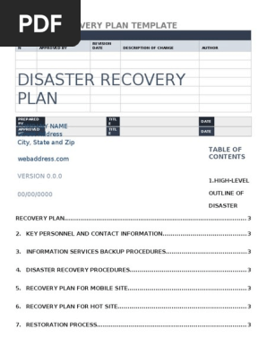 DISASTER RECOVERY PLAN