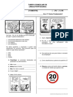 Tarefa de Língua Portuguesa sobre pronomes e classificação de palavras