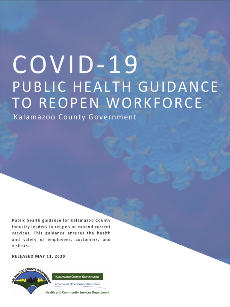 Kalamazoo County Guidance To Reopen Workforce PDF Personal Protective Equipment Employment