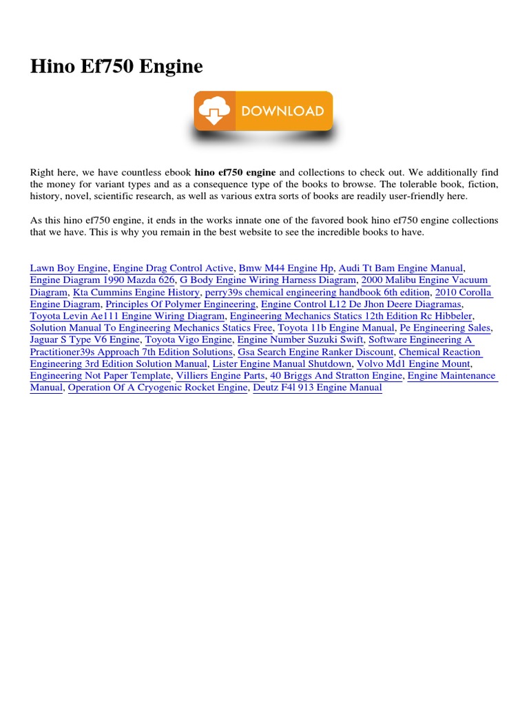 EF750 HINO ENGINE SPECS intelligence overview