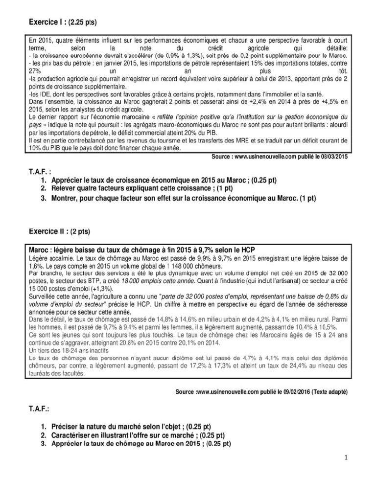 Économie'' Générale 2bac Éco | PDF