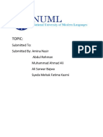 Topic:: Submitted To: Submitted By: Amina Nasir Abdul Rehman Muhammad Ahmad Ali Ali Sarwar Bajwa Syeda Mehak Fatima Kazmi