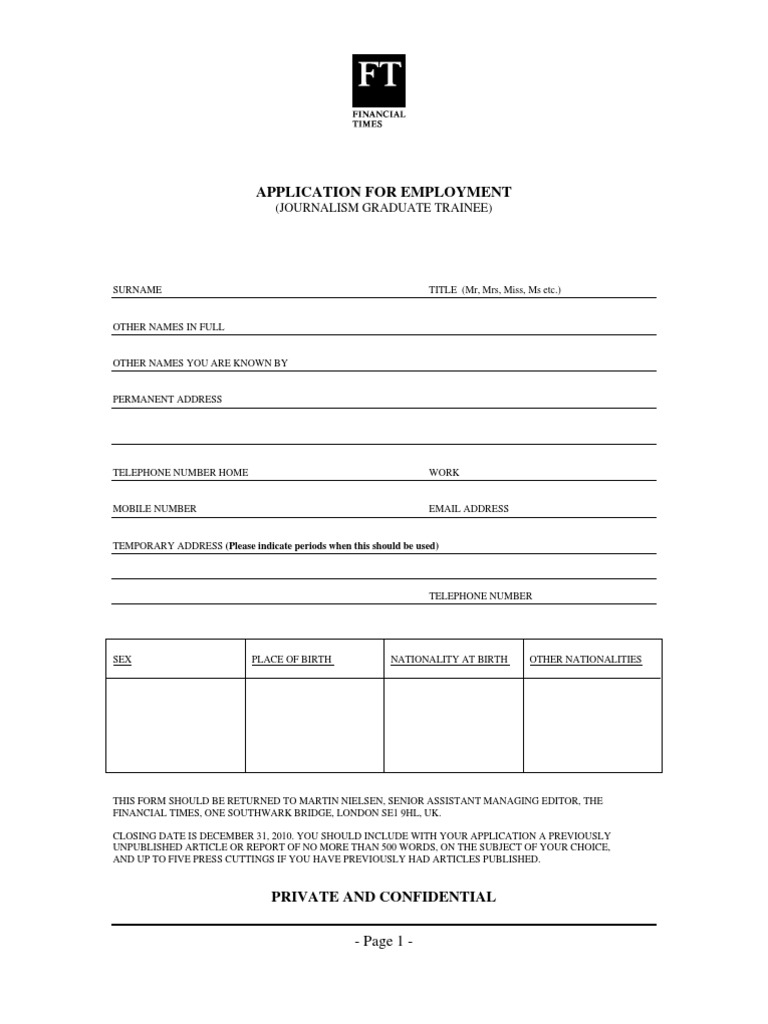 Journalism Graduate Trainee Application | PDF | Test (Assessment ...