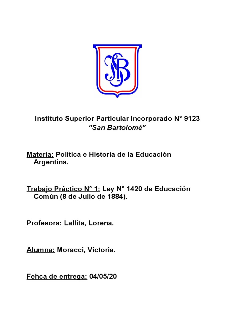 Ley 1420: Educación Común en Argentina | PDF | Educación primaria ...
