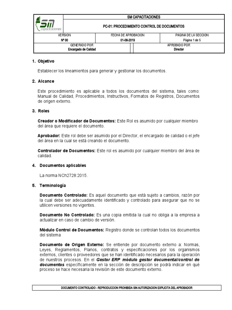 Procedimiento de Control de Documentos | PDF | Planificación de ...