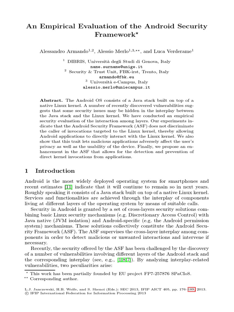 Evaluation of Android Security Framework | PDF | Android (Operating ...