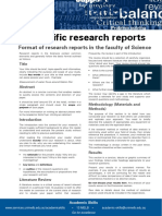 Scientific Research Reports: Format of Research Reports in The Faculty of Science