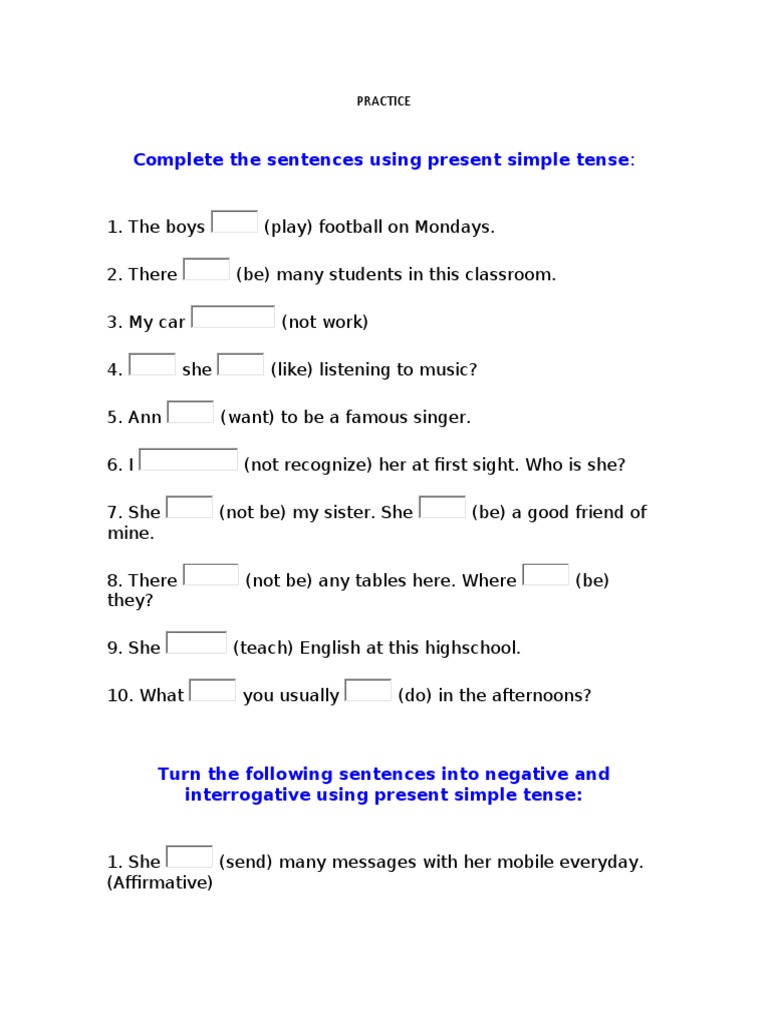 Present Simple Tense Practice Worksheet | PDF
