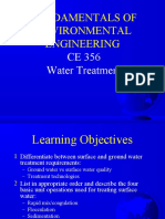 Fundamentals of Environmental Engineering: CE 356 Water Treatment