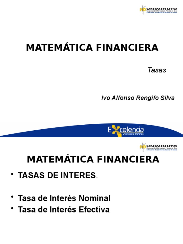 Tasas de Interés en Matemática Financiera | PDF | Finanzas Matemáticas ...