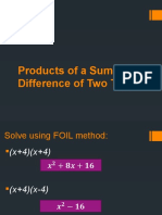 Product of A Sum and Difference of Two Terms