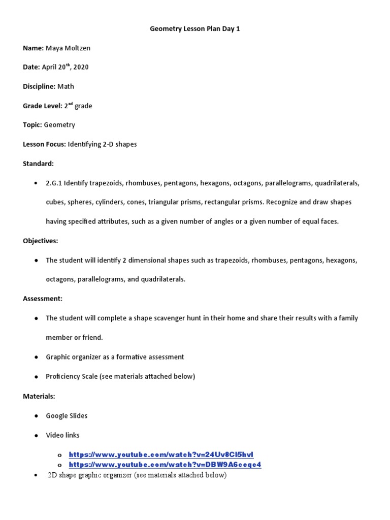 Online Math Lesson Plan 1 | PDF | Shape | Rectangle