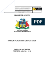 Informe de Gestion Febrero - Mayo 2018 Almacen Municipal