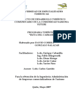 Proyecto de Desarrollo Turístico Comunitario de La Comunidad Samona Yuturi