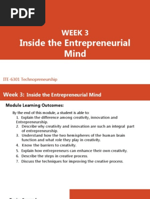 WEEK2-3 - Inside the Entrepreneurial Mind