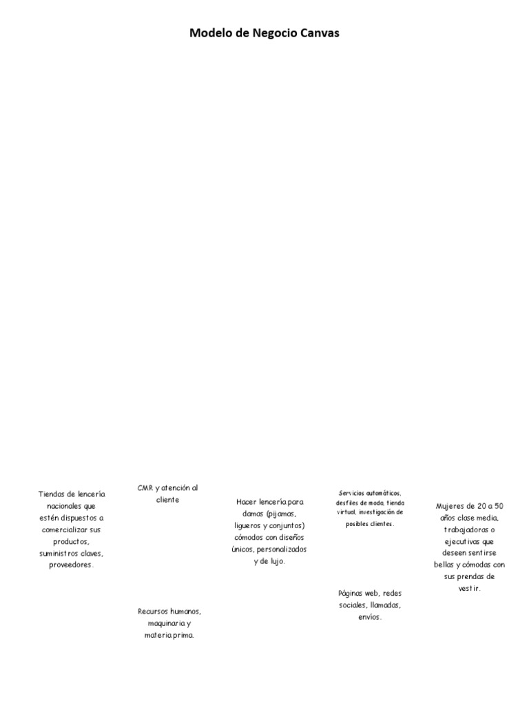 Modelo Canvas de de Negocio (Lenceria) | PDF | | Business