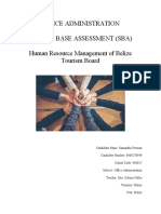 Office Administration School Base Assessment (Sba) Human Resource Management of Belize Tourism Board