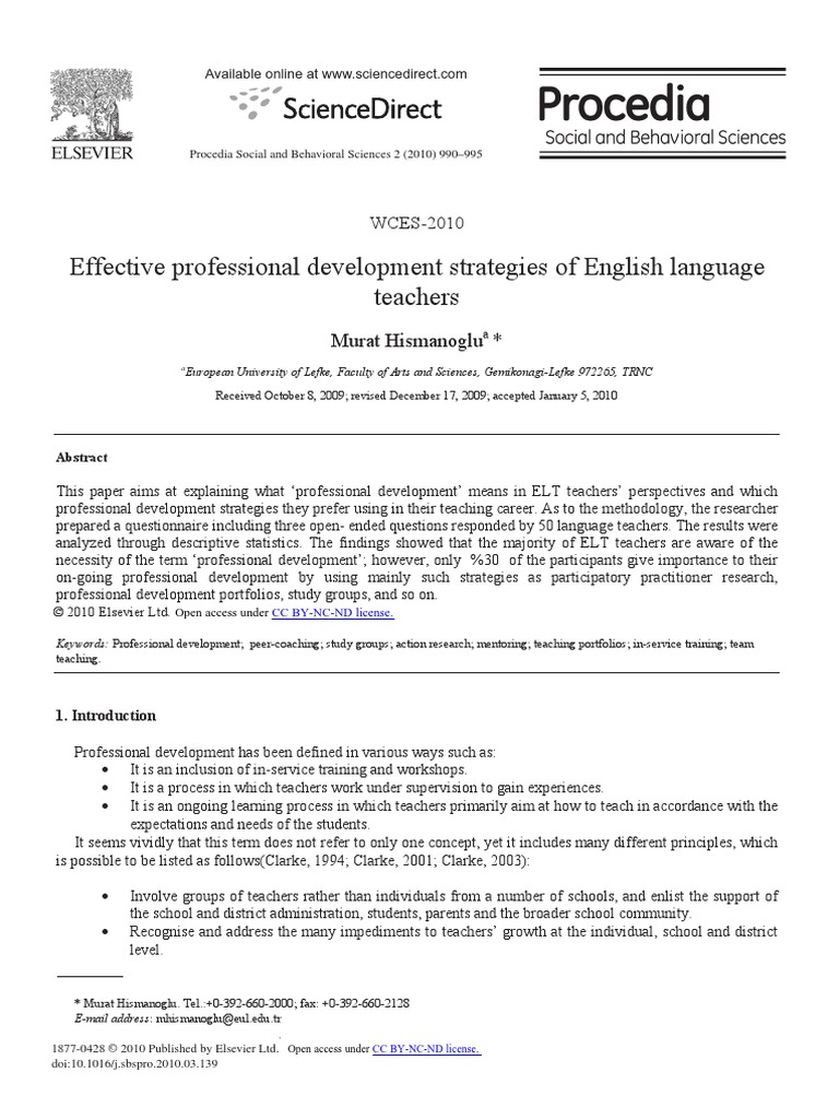 Effective Professional Development Strategies of English Language ...