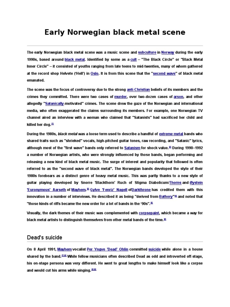 Origins of Norwegian Black Metal Scene | PDF | Art | Classics