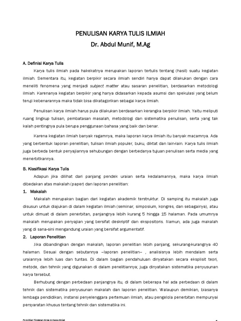 Penulisan Karya Tulis Ilmiah