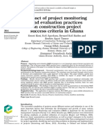 Impact of Project Monitoring and Evaluation Practices On Construction Project Success Criteria in Ghana