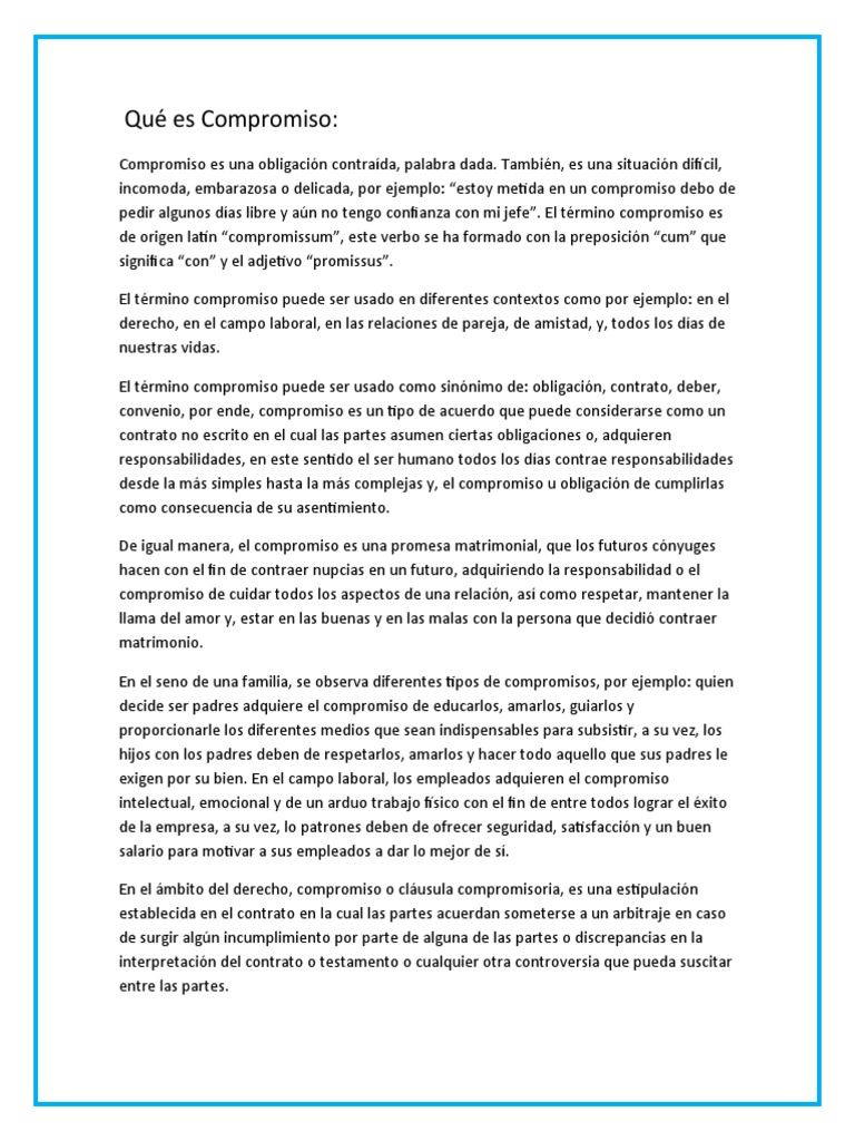Definición y Valor del Compromiso | PDF | Dignidad | Moralidad