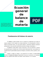 Ecuación General de Balance de Materia
