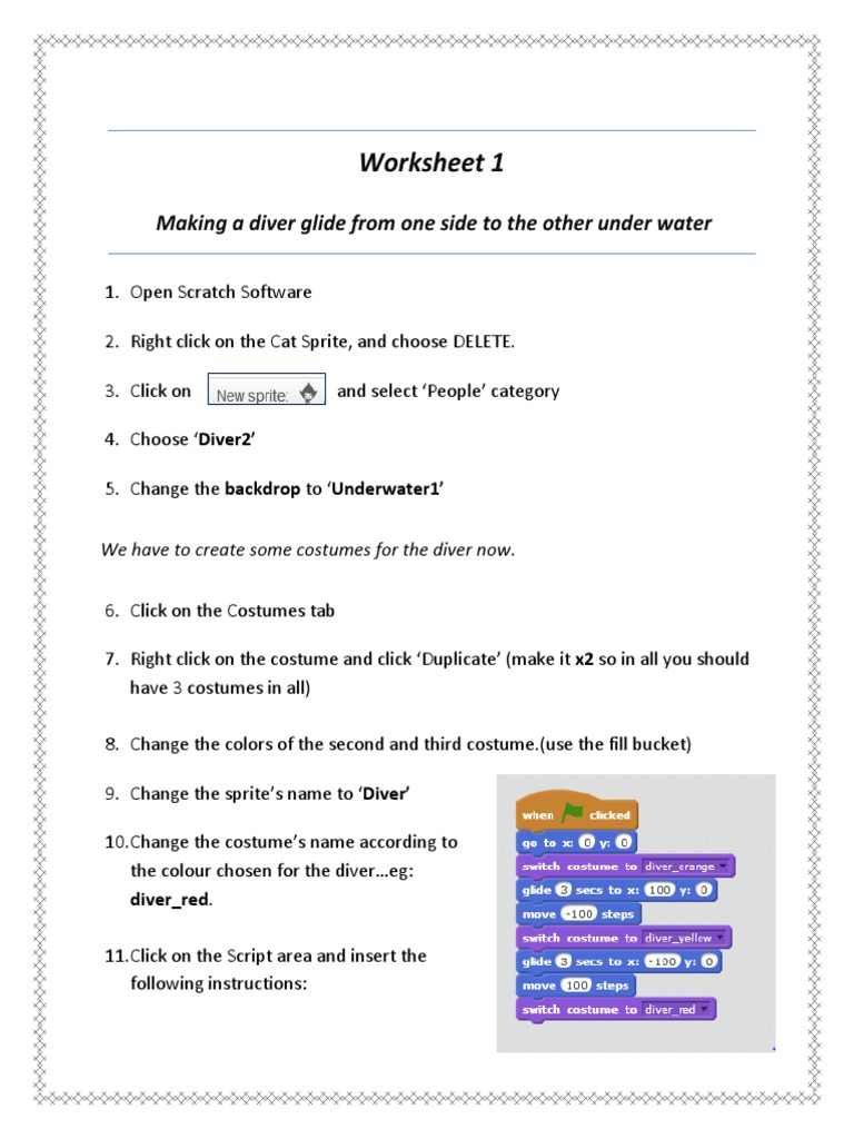 Create an Underwater Diver in Scratch | PDF