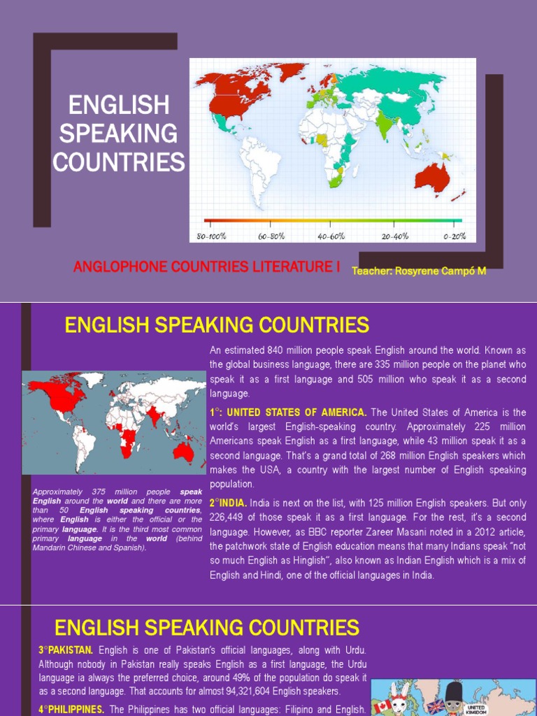 English Speaking Countries Overview | PDF | English Language | Human ...