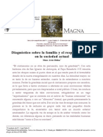 Livio Melina, Diagnóstico Sobre La Familia y El Respeto A La Vida