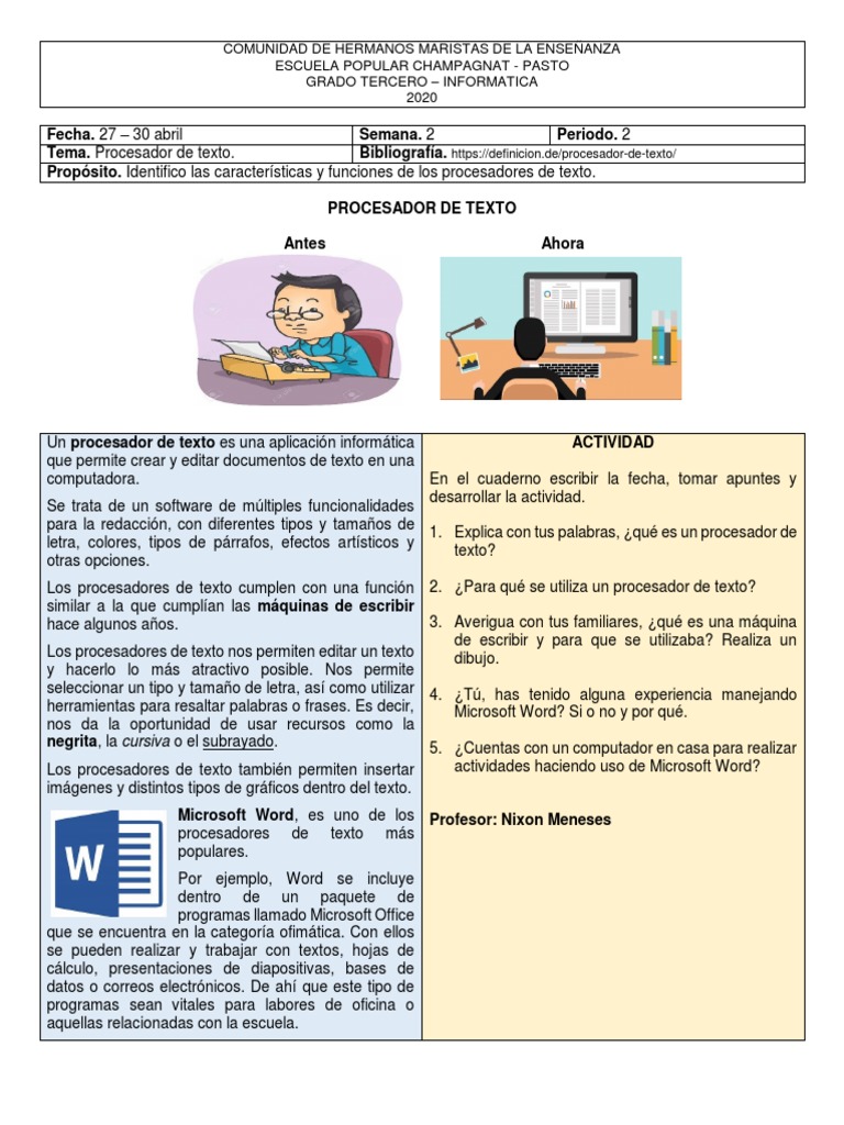 Informatica-Semana 2 PDF | PDF | Procesador de textos | Microsoft Word