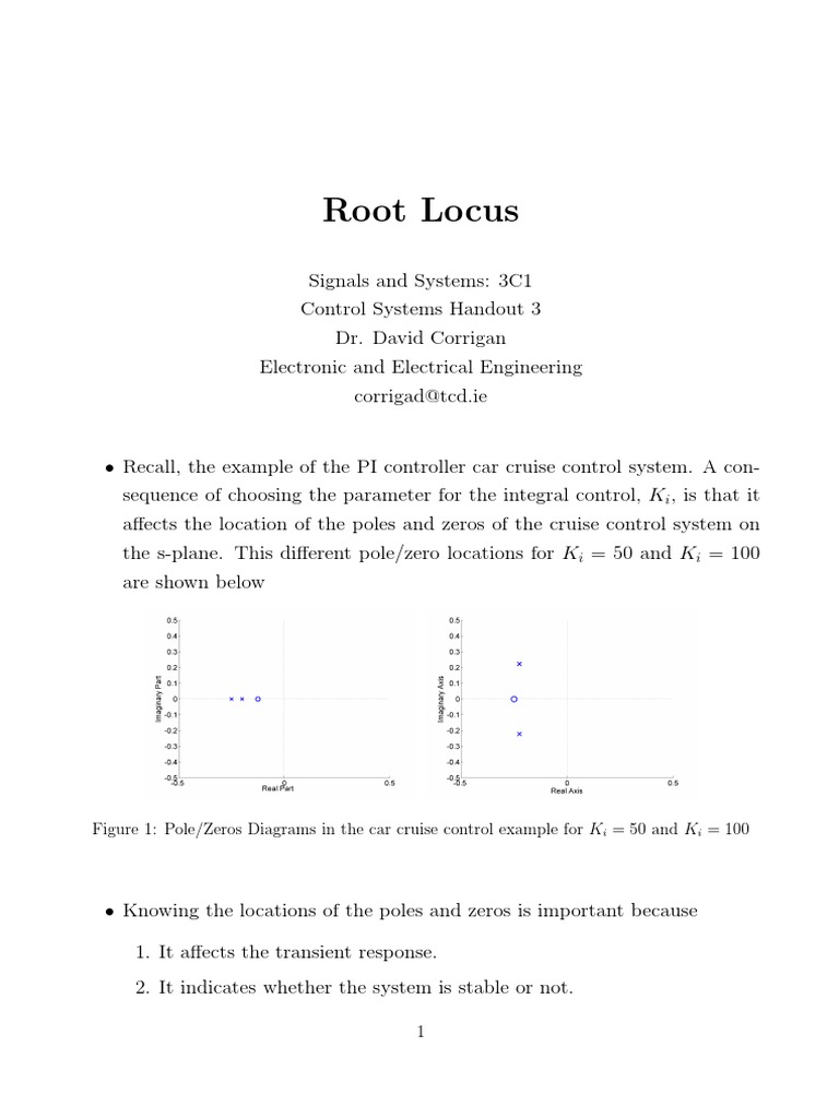 Root Locus in Control Systems | PDF | Zero Of A Function | Control Theory