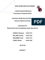 Determinación de las propiedades del aire ideal en laboratorio de fluidos