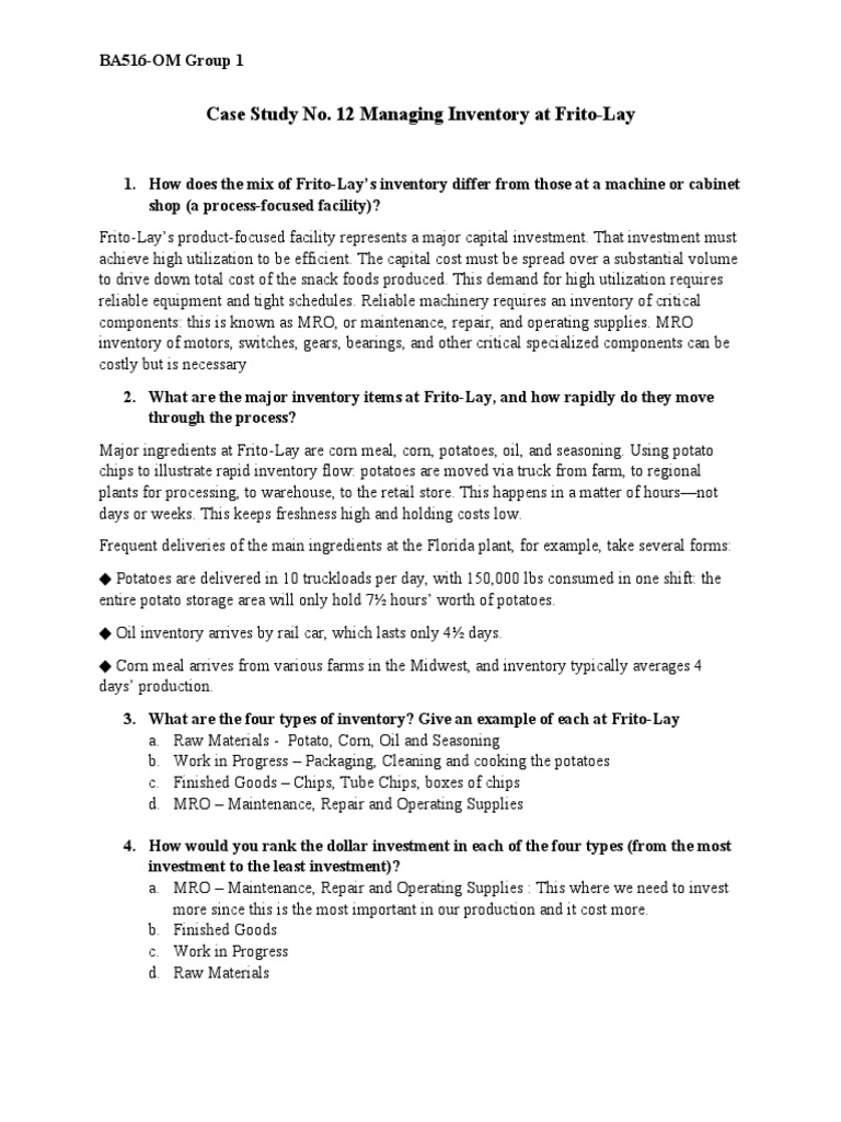 Frito-Lay Inventory Management Insights | PDF | Inventory | Business ...