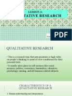 Lesson 3 - Qualitative Research