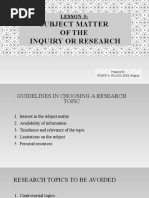 Lesson 5 - Subject Matter of The Research and Inquiry