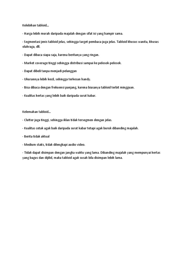 Kelebihan Kekurangan Tabloid Pdf