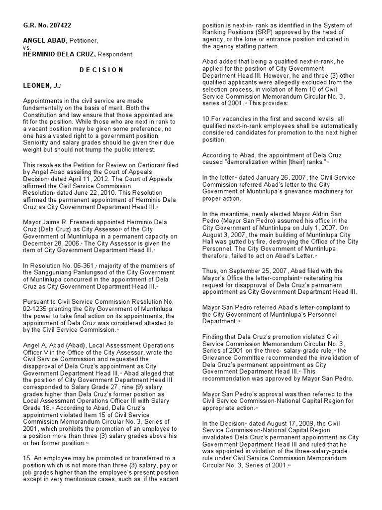 Civil Service Appointment Dispute Decision | PDF | Civil Service ...