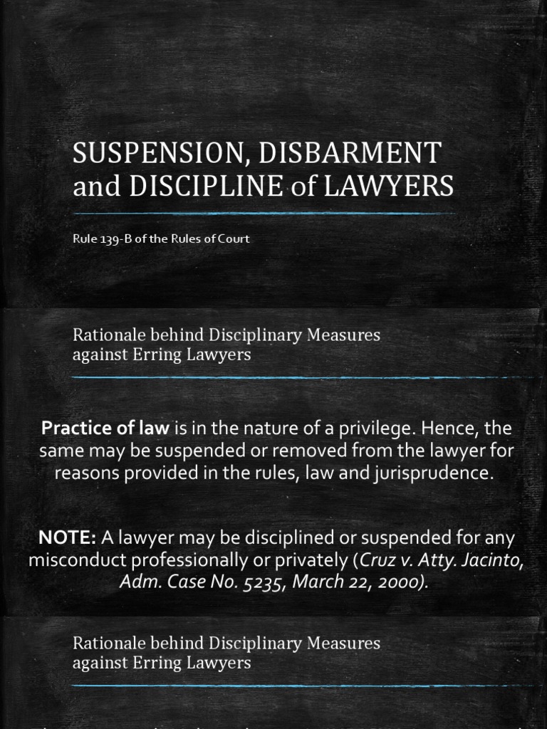 SUSPENSION, DISBARMENT and DISCIPLINE of LAWYERS PDF Disbarment