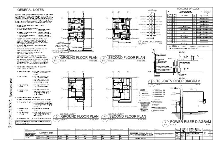 Ground Floor Plan Second Floor Plan: General Notes | PDF | Electric ...
