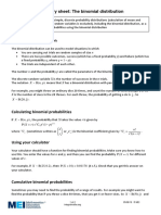 Summary Sheet: The Binomial Distribution: N R NR R