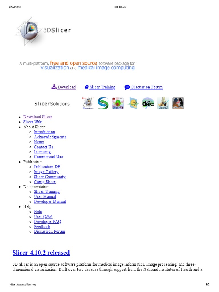 Slicer 4.10.2 Released: Download | PDF