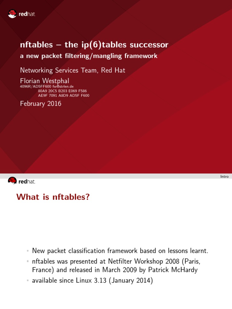 Nftables The Ip (6) Tables Successor PDF Communications Protocols