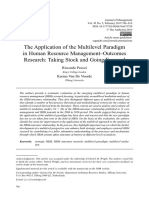 The Application of The Multilevel Paradigm in Human Resource Management-Outcomes Research: Taking Stock and Going Forward