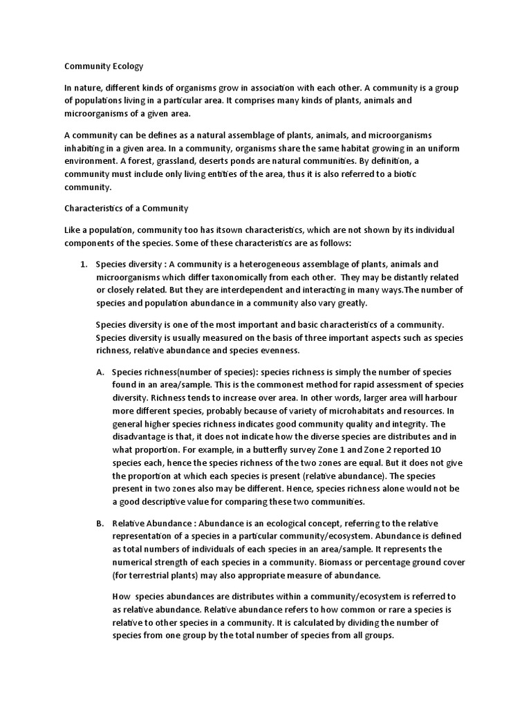 Community Ecology Pdf Habitat Ecology