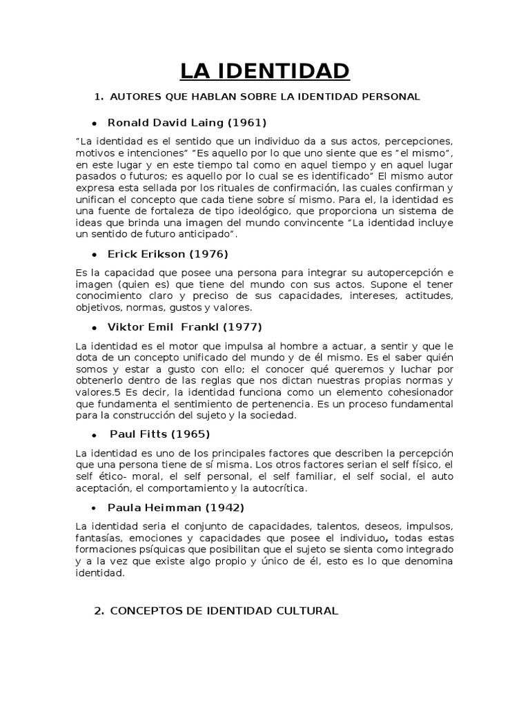Conceptos de Identidad Personal y Social | PDF | Sicología | Comportamiento