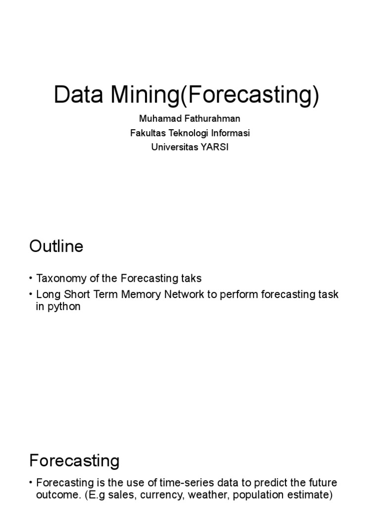 Data Mining: Time-Series Forecasting Techniques | PDF