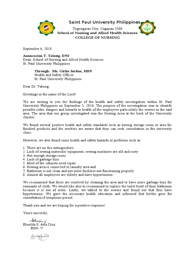 Health and Safety Report: Sewing Area Risks | PDF